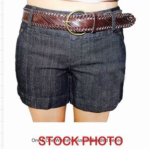 One 5 One Dark Gray Jean Shorts with Brown Belt, NWT